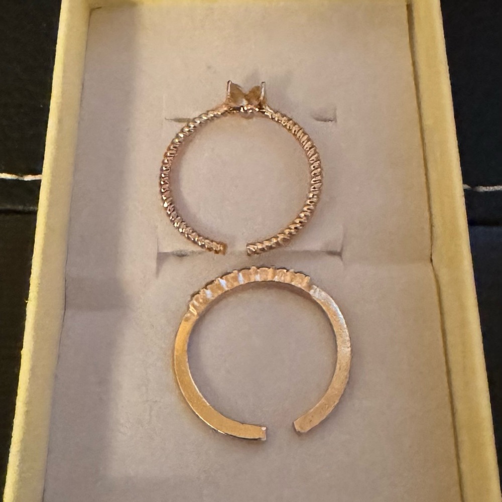 Dual Heart and Rhinestone Ring Set - Picture 3 of 4